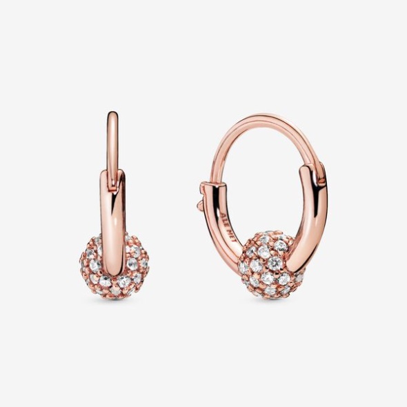 Pave Bead Hoop Earrings Pandora CA
